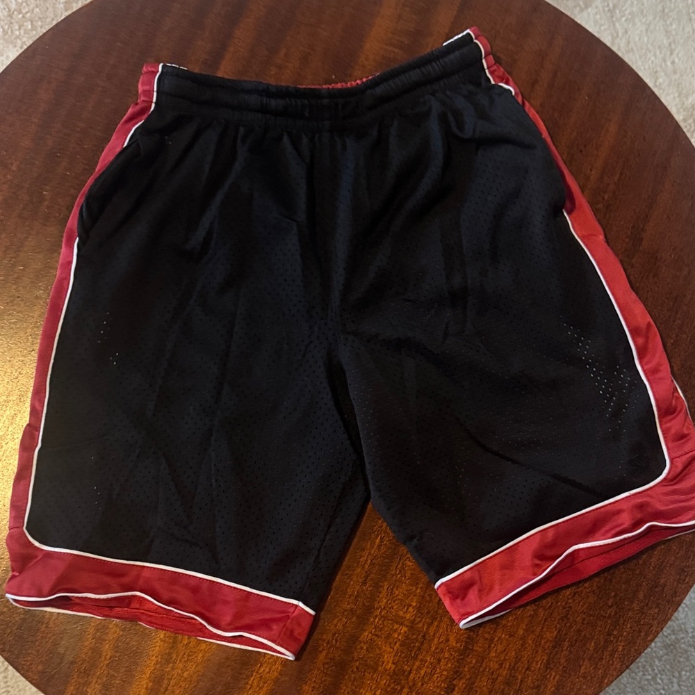 Black and Red Reversible Athletic Shorts
